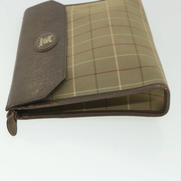 Burberrys Nova Check Clutch Bag Nylon Canvas Brown - Picture 4 of 16